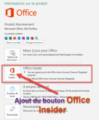 Apparition du bouton Office Insider