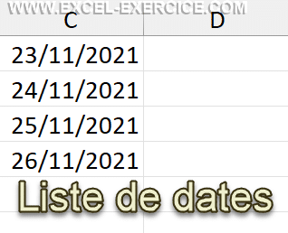 Liste de dates crees par la poignee de recopie