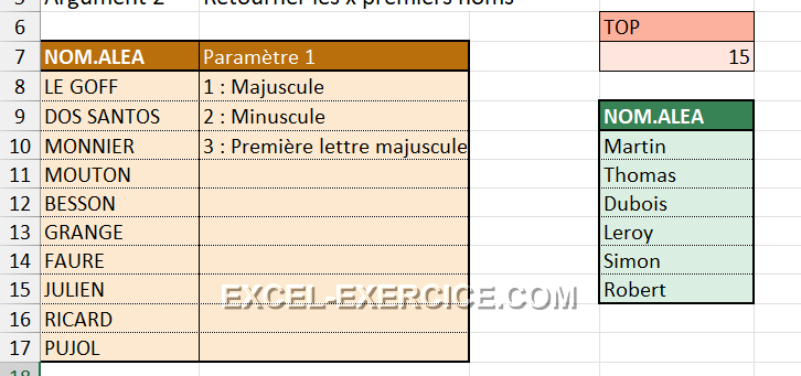 Fonction NOM.ALEA dans Excel
