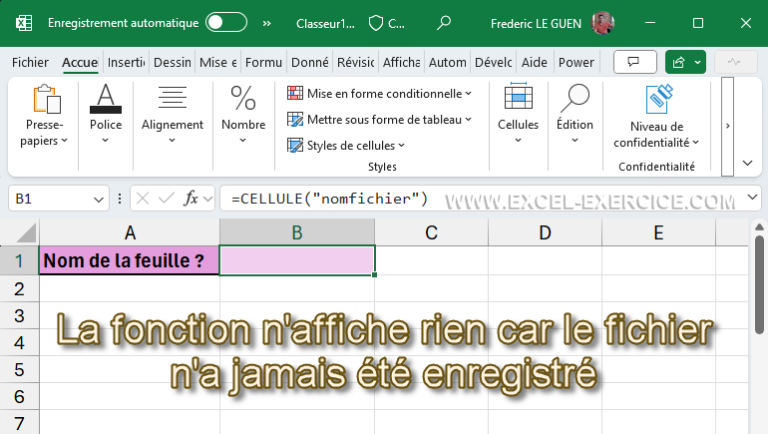 Formule pour renvoyer le nom d'une feuille de calcul