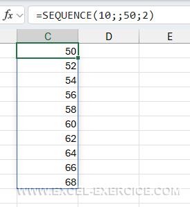 La fonction SEQUENCE cree une liste de nombre automatiquement