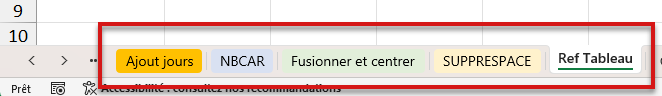Plusieurs feuilles de calcul ou onglets