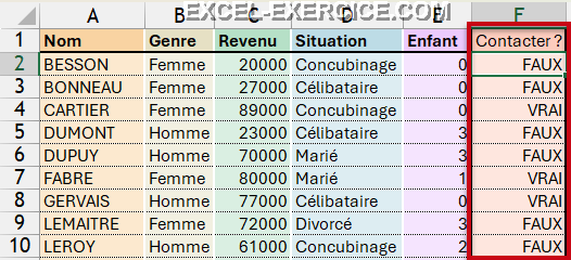 Question 12 Test logique sélection client