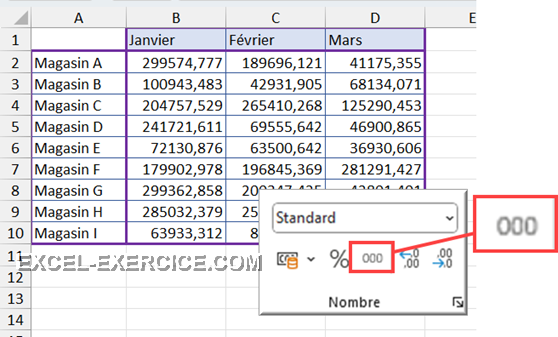 Question 25 Format nombre 000