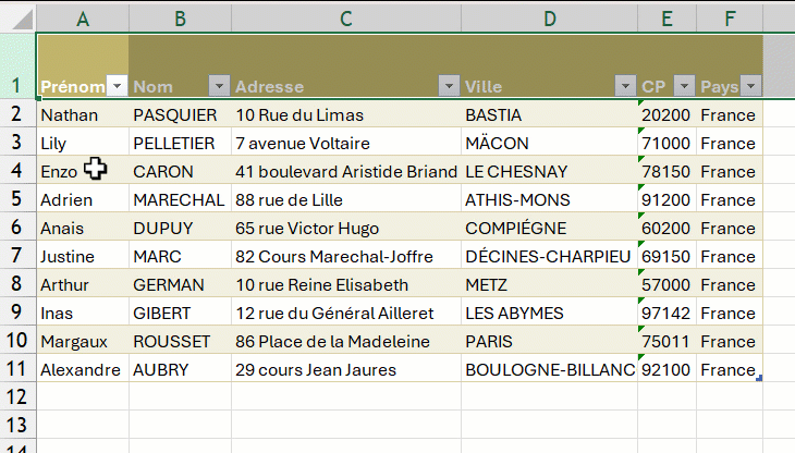 Agrandir plusieurs lignes manuellement