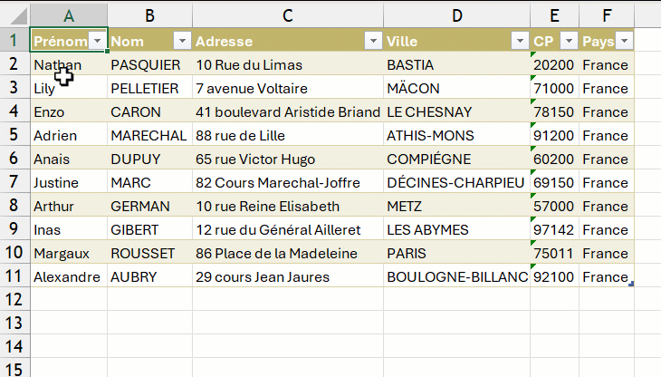 Agrandir une ligne manuellement