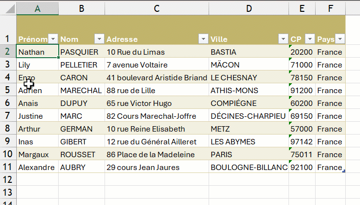 Masquer une ou plusieurs lignes