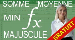 Apprenez les fonctions incontournables d'Excel, comme SOMME, MOYENNE, MIN, MAX, MAJUSCULE, .... Et tout ça, GRATUITEMENT.